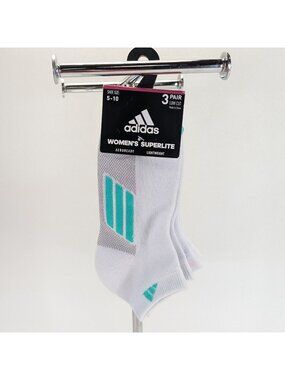 Adidas No Show Socks Womens Size 5-10 Superlite 3 Pack White Pink Teal Orange
